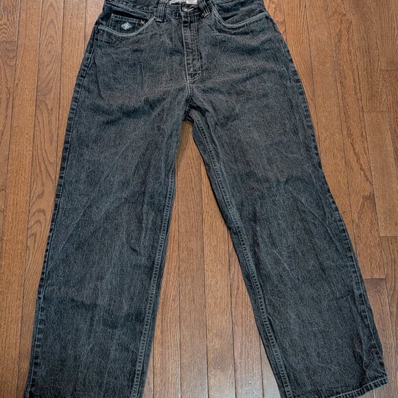 Y2K Baggy Embroidered Enyce Black Stonewashed Denim Jeans - Size 32x32 - Picture 4 of 5